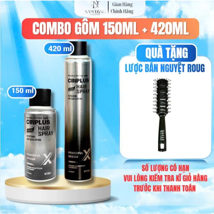 Gôm Xịt Tóc CINPLUS 150ml/420ml - Hỗ Trợ Tạo Kiểu Cho Nam & Nữ