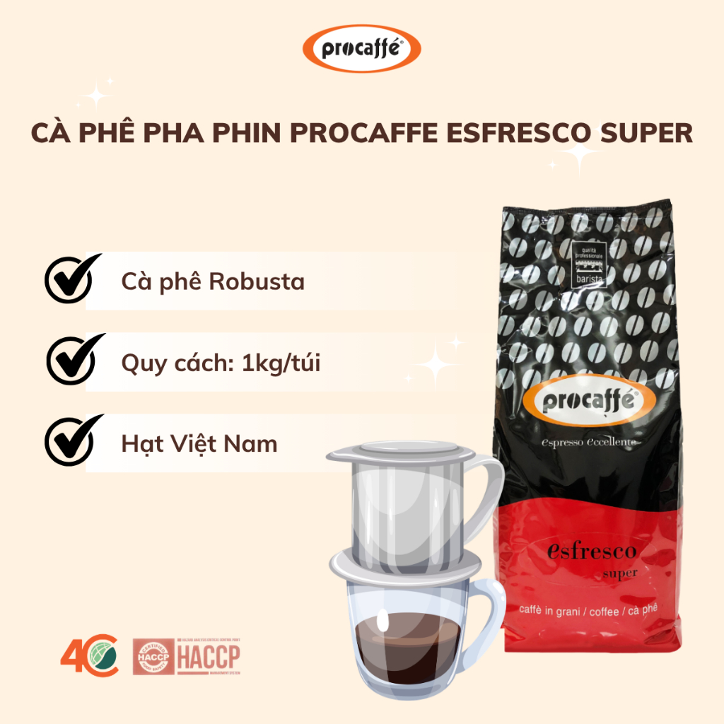 Cà phê pha phin Procaffe Esfresco Super