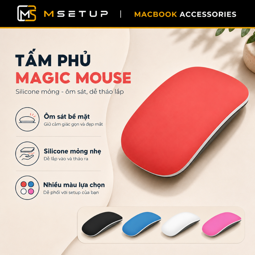 Dán Silicon Phủ Bề Mặt Chuột Magic Mouse Mỏng Nhẹ Chống Xước Mồ Hôi Tay