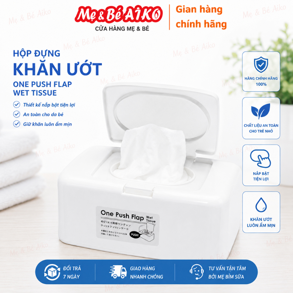 Hộp đựng khăn giấy ướt Nhật có nắp bật