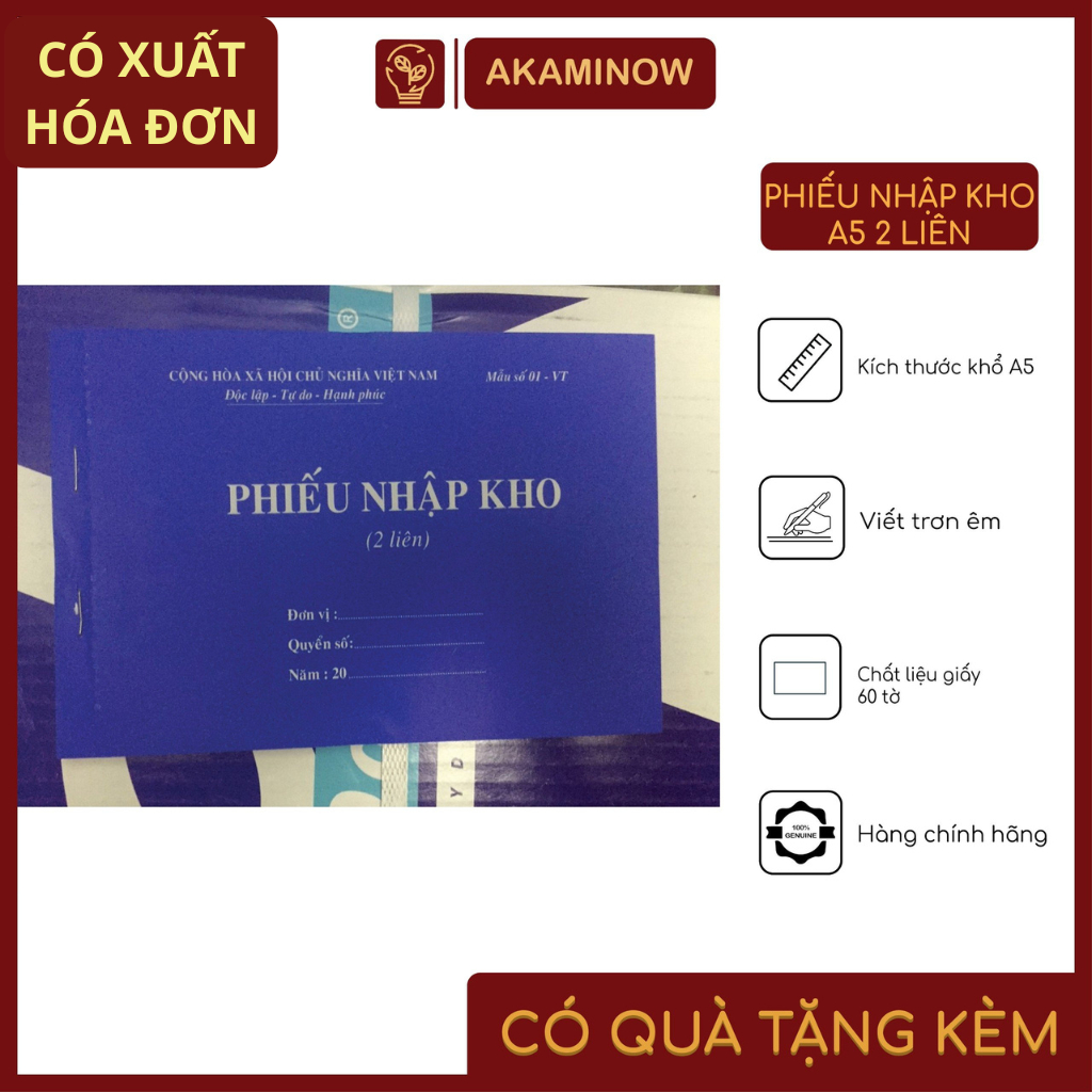 Phiếu nhập kho A5 2 liên