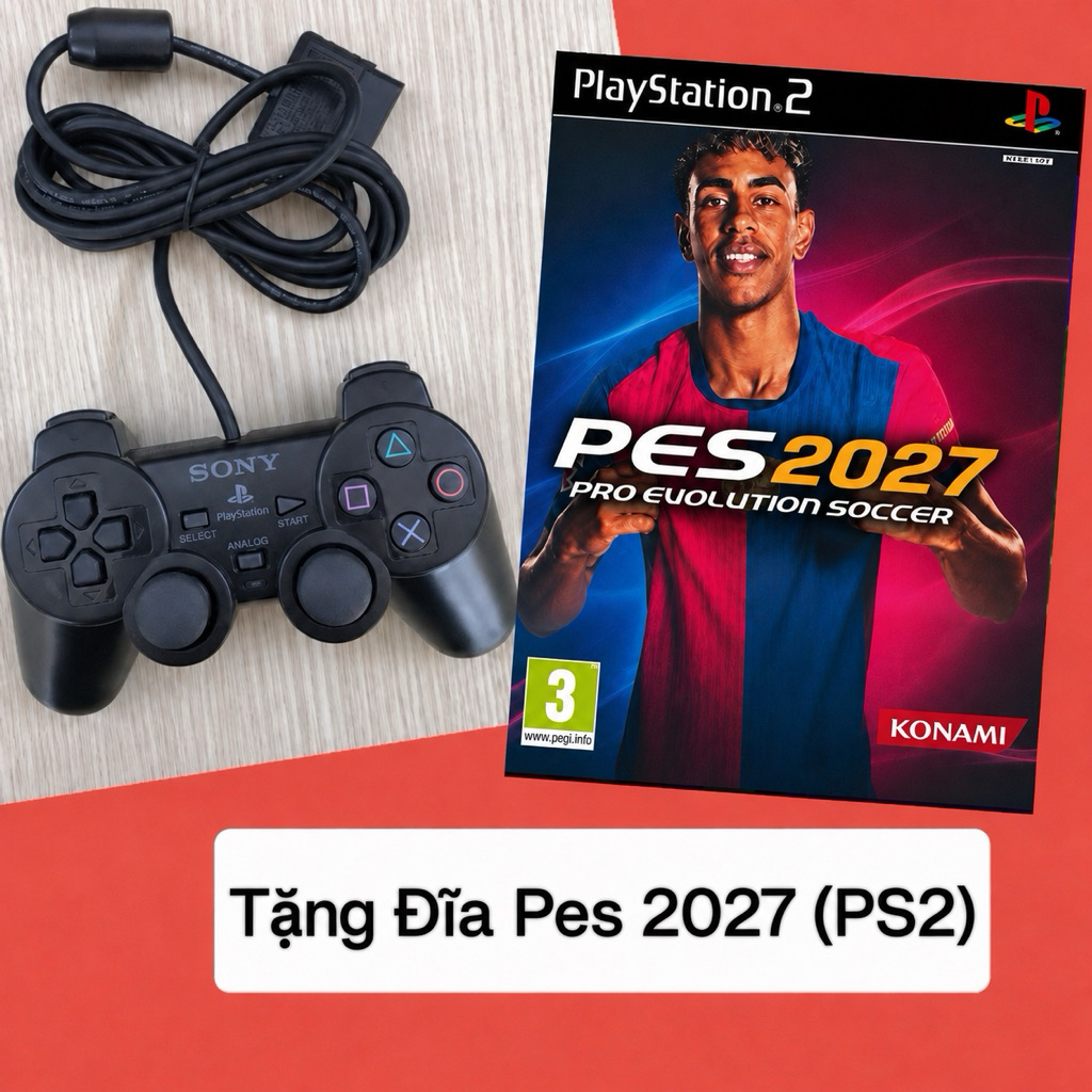 Tay cầm PS2 ( tặng điã Pes)