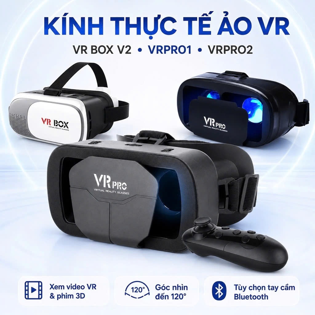 Kính Thực Tế Ảo VRPRO / VR BOX V2 Cho Điện Thoại, Xem Video 3D VR Góc Rộng, VRPRO2 Chỉnh Tiêu Cự Hỗ Trợ Người Cận
