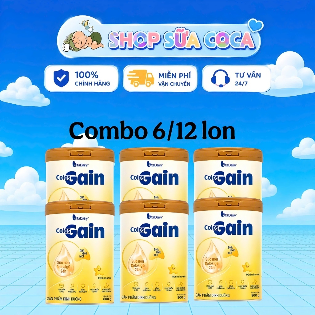 Combo 12 lon Colos Gain 800gr (mã Qr tích xu date mới)