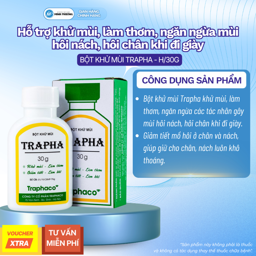 ✅ [CHÍNH HÃNG]COMBO 10 Bột khử mùi Trapha 30g traphaco