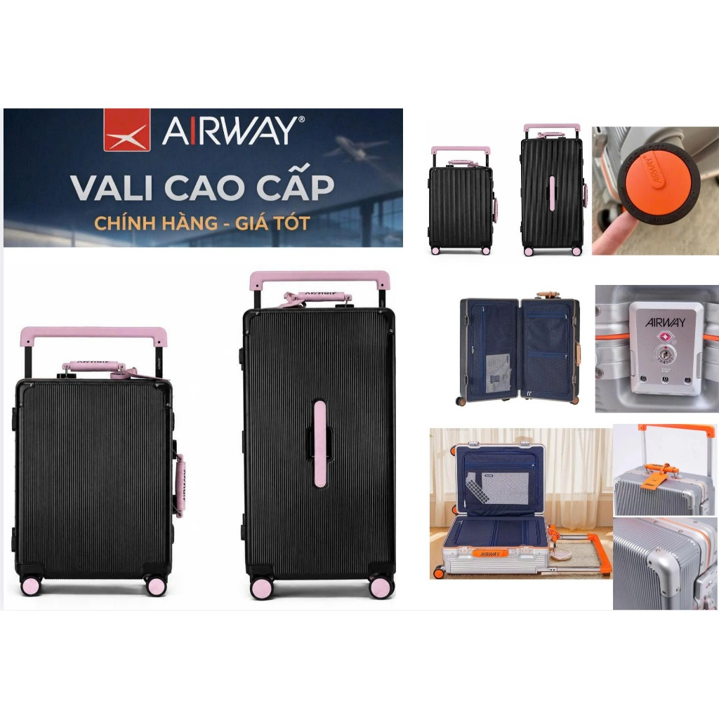 Vali kéo AIRWAY PREMIUM 811 đủ size KHUNG NHÔM KHOÁ SẬP TSA  BẢO HÀNH  10 NĂM