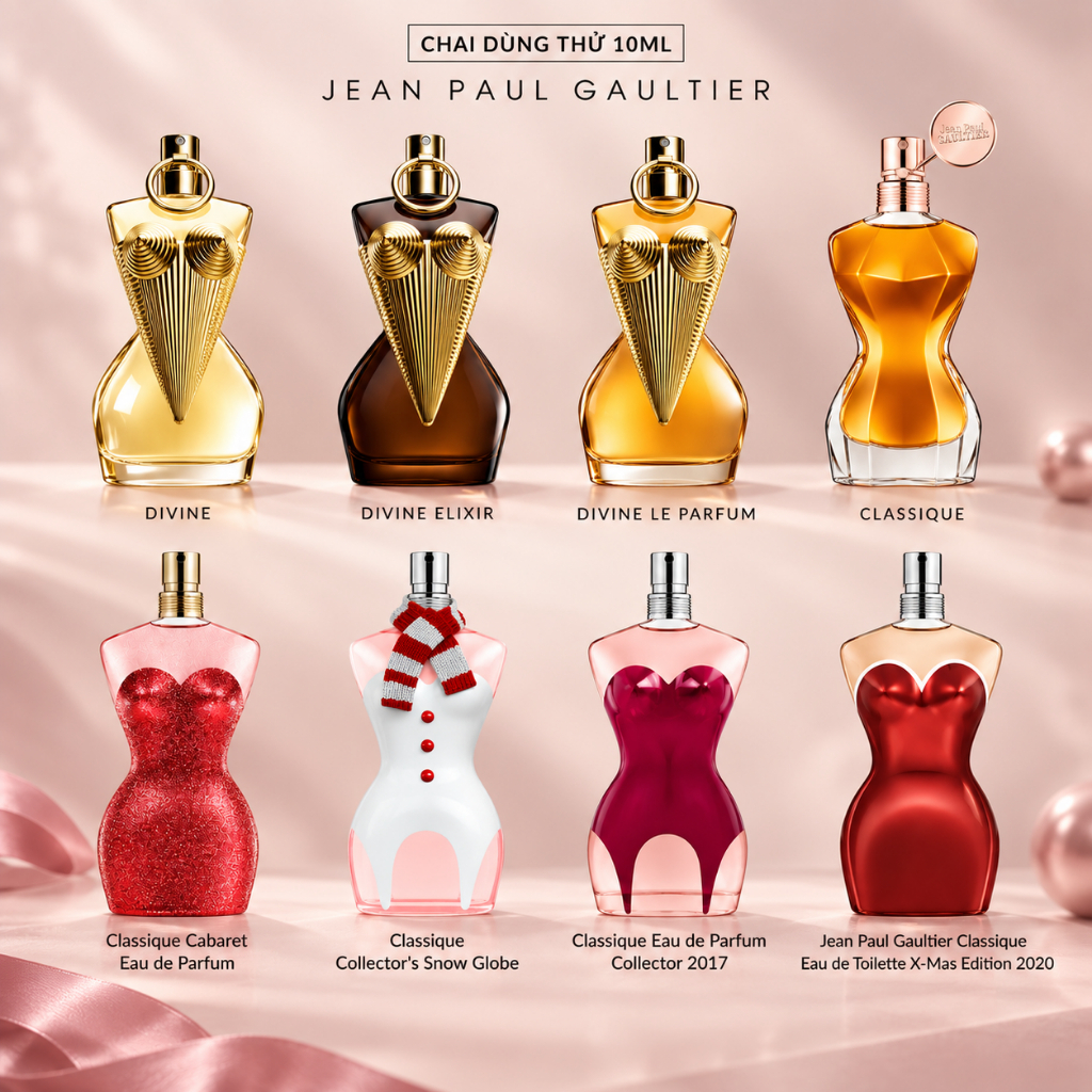 10ml Nước Hoa nữ Jean Paul Gaultier Divine Le Parfum Elixir Classique Cabaret Xmas Couture EDP