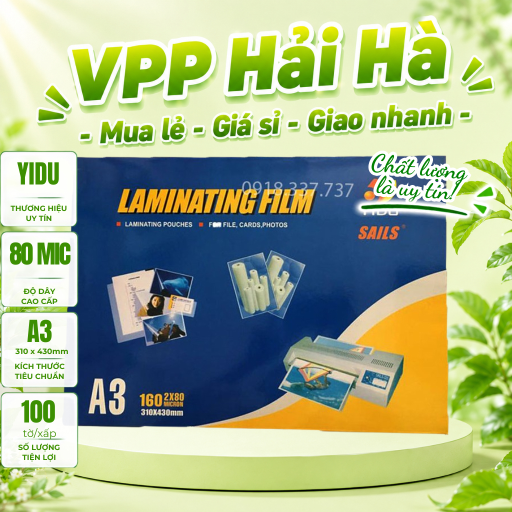 Màng Ép Plastic A3 80Mic Xấp 100 Tờ Nhựa Ép Nhiệt Trong Suốt
