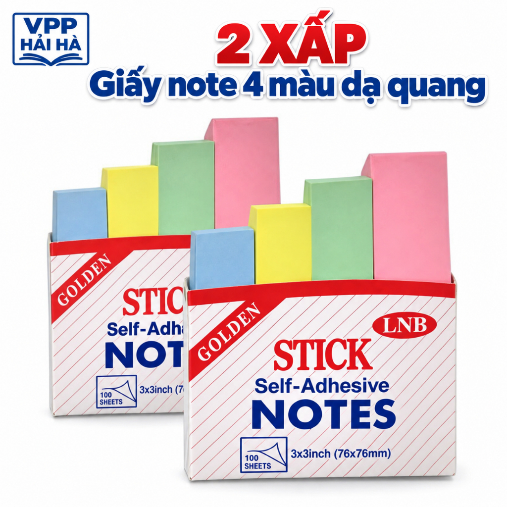 2 XẤP Giấy note 4 màu dạ quang
