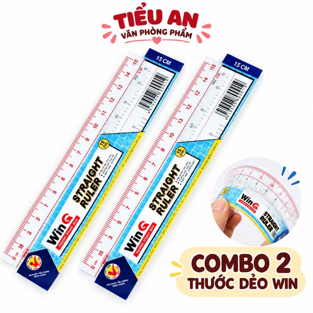 Set 2 Cây Thước Dẻo Dài WinQ - Combo 2 Cây Thước (Loại 15-20-30 cm) - Uốn cong không gãy cho học sinh, văn phòng