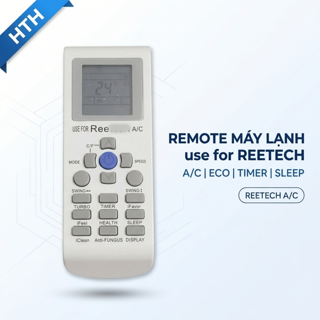 Remote Máy Lạnh use for REETECH A/C – Điều Khiển Điều Hòa REETECH Có Màn Hình, Tặng Kèm Pin
