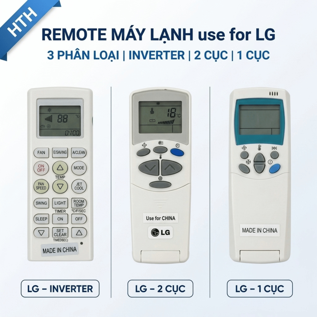 Remote Máy Lạnh use for LG – Điều Khiển Điều Hòa LG 3 Phân Loại: Inverter / 2 Cục / 1 Cục, Kèm Pin