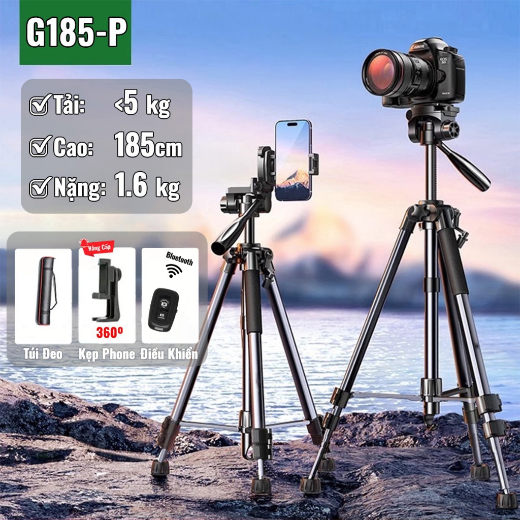 Chân Đế Điện Thoại, Máy Ảnh Chống Rung Để Livestream, Quay Video Chuyên Nghiệp G-185 Có Bluetooth