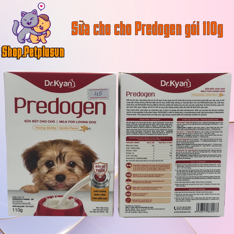 Sữa Bột Cho Chó Dr.Kyan Predogen 110g - Dinh Dưỡng Cao Cấp, Giúp Thú Cưng Ăn Ngon, Chắc Xương, Mượt Lông