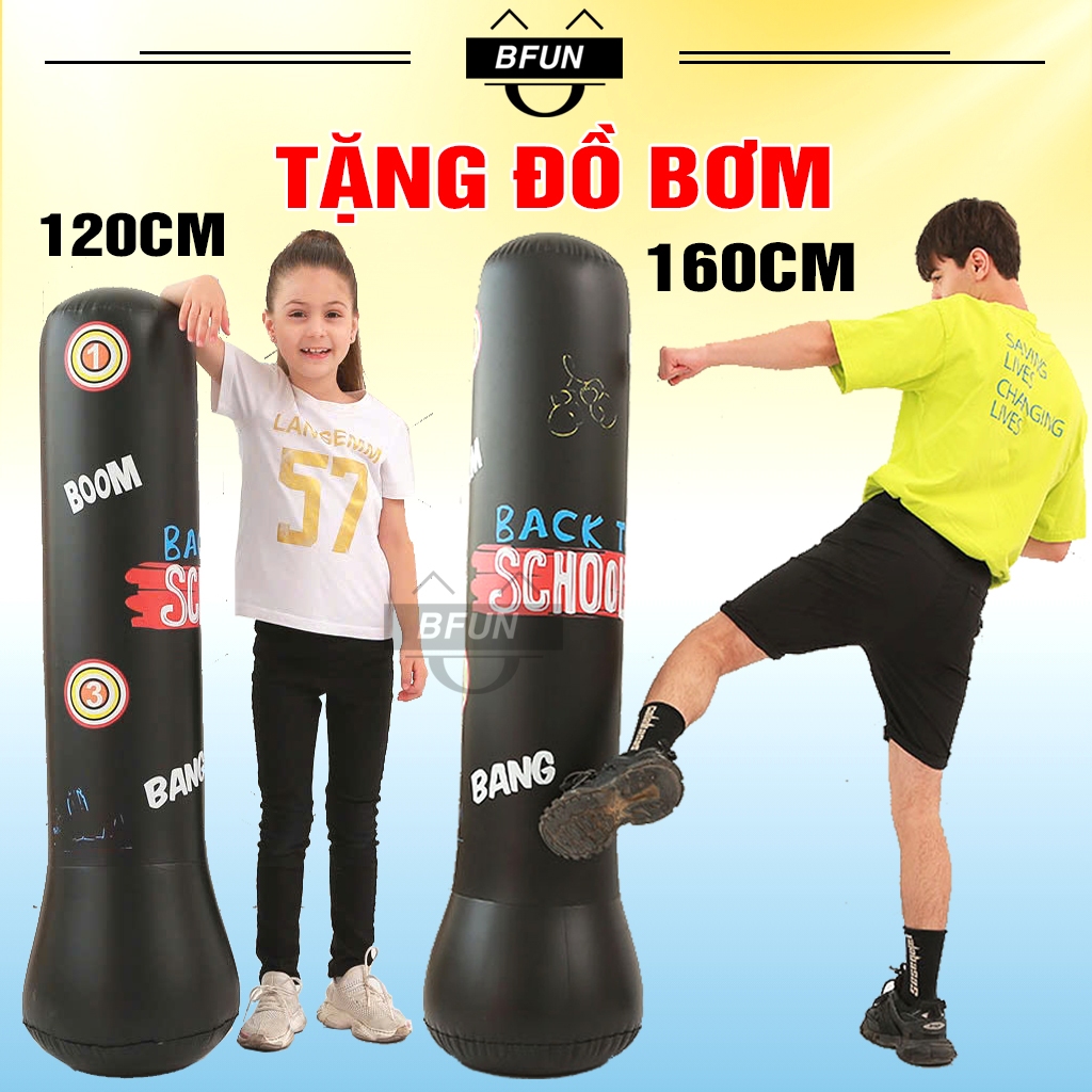 [TẶNG BƠM] Trụ Đấm Bốc Trẻ Em Người Lớn Bơm Hơi Tự Cân Bằng - Găng Tay Boxing Đồ Chơi Đấm Bốc Cho Bé Bfun