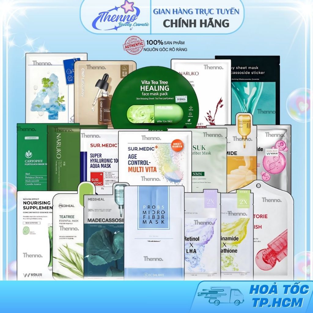 Mặt Nạ Giấy Quốc Dân,Hot Trend Sur.Medic/Wonjin/Naruko/Mediheal/BNBG/Be'Balance/CNP/Derladie/Gookin 30ml Hàn Quốc