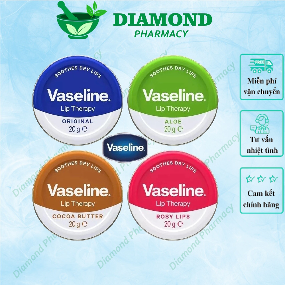 Son dưỡng môi VASELINE hộp thiếc tròn hồng sáp nẻ môi Vaseline Lip Therapy Innisfree 20g