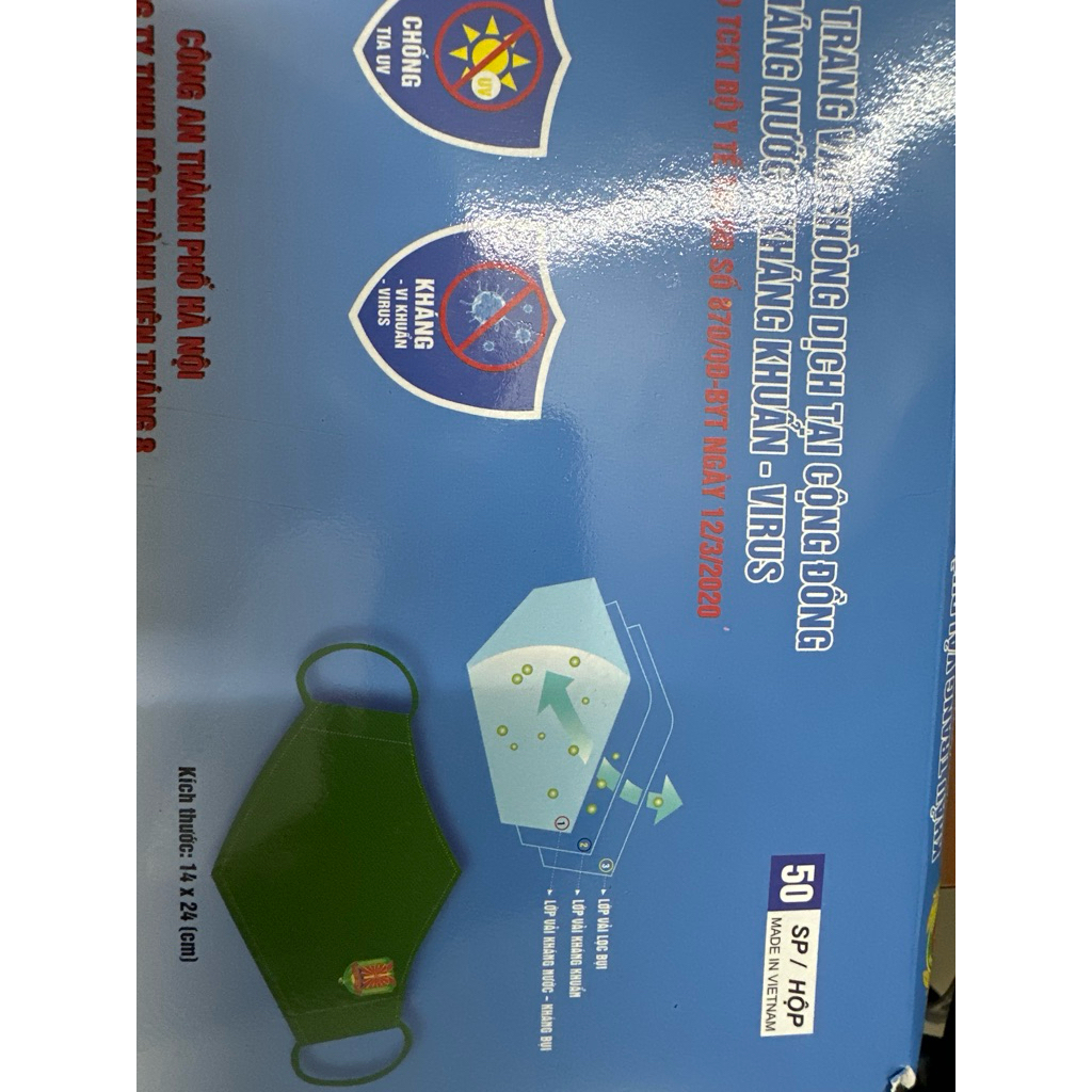 [Logo mới CAND] Combo 5 khẩu trang kháng khuẩn màu xanh lá