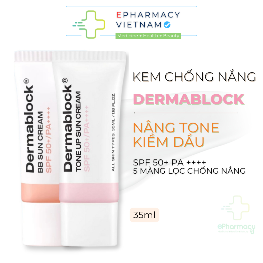 Kem Chống Nắng DERMABLOCK Aqua Sun Cream SPF 50+ PA++++Chống Nắng&Nâng Tone Phù Hợp Mọi Loại Da 35ml