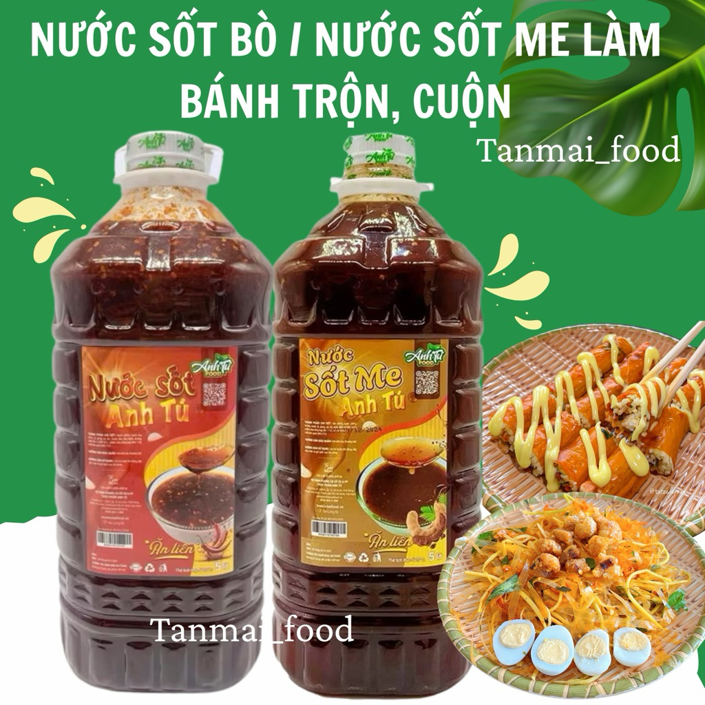 Sỉ Can 5lít Nước Sốt Bò / Nước Sốt Me Anh Tú Làm Bánh Tráng Trộn, Mỳ Trộn, Sốt Ướp Thịt Nướng ( Can 6kg)