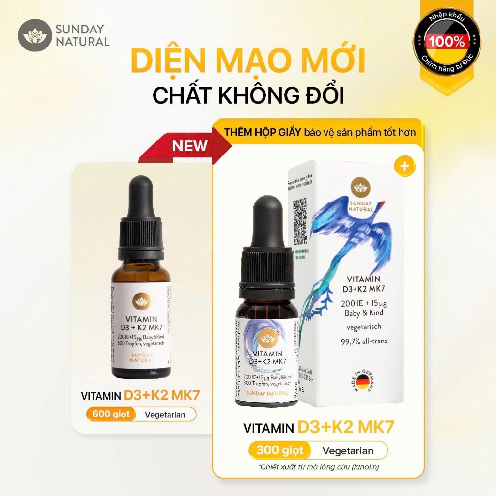 (Nhập Khẩu) Vitamin D3 K2 MK7 Đức mẫu mới