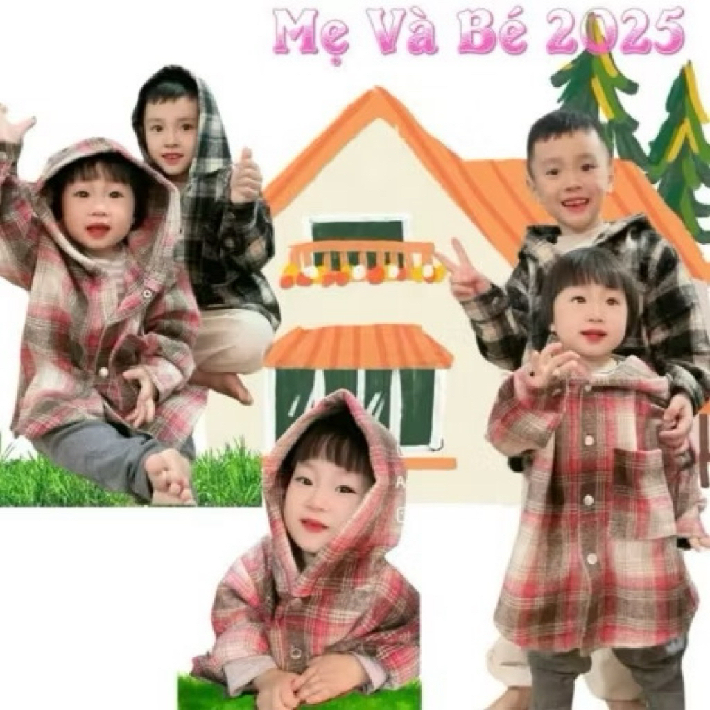 Áo sơ mi Mẹ và Bé kẻ dạ chống nắng thời trang mẫu mới Fom từ 10-85Kg