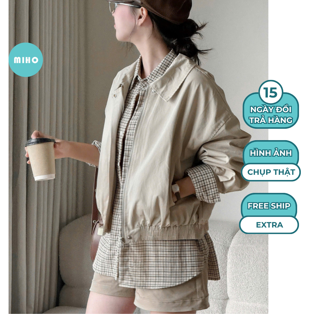 Áo Khoác Kaki Hai Lớp Có Lót Trong, Áo Khoác Nữ Form Dáng Vừa Chất Vải Dày Dặn Miho House
