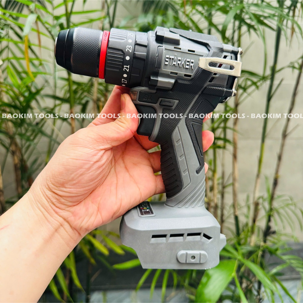 Thân máy khoan pin STARKER SK-DR1060GR khoan 3 chức năng, Motor Brushless, Chuyên khoan tường, Sắt, Gỗ, Bắt vít