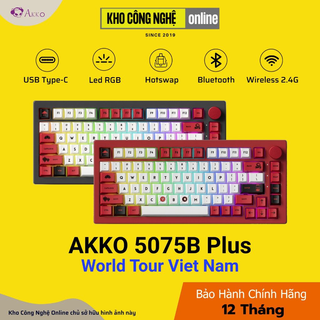 Bàn phím cơ AKKO 5075B Plus Red World Tour Viet Nam
