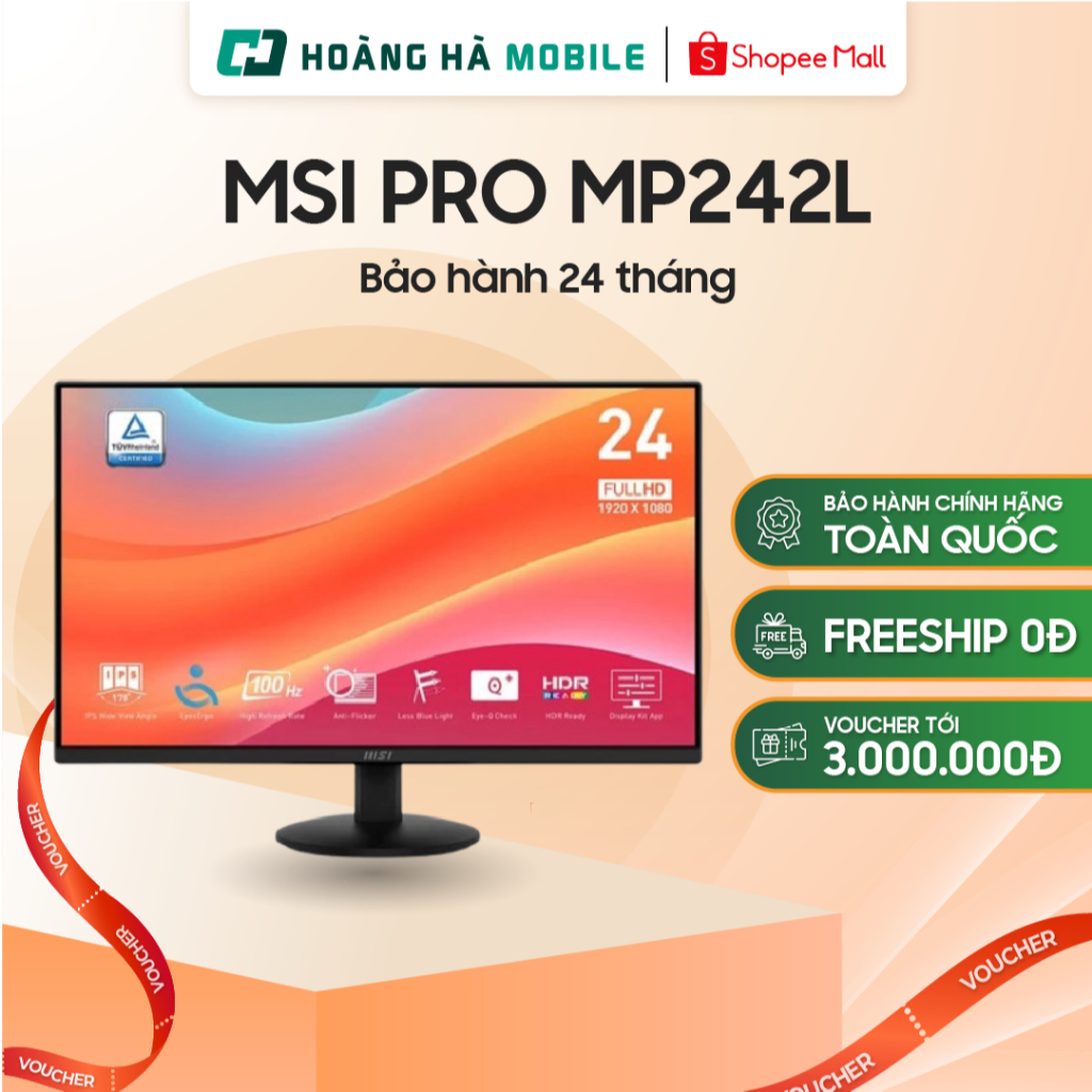 Màn hình MSI PRO MP242L (23.8 inch/FHD/IPS/100Hz/1ms) - Chính hãng