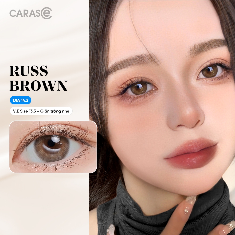 [1 chiếc] Kính áp tròng khoá ẩm 8H 3 Tháng Màu Nâu CARASE, lens cận RUSS BROWN 