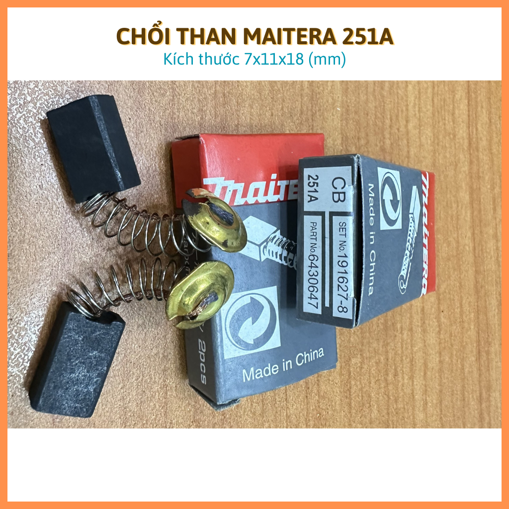(Maitera) 1 cặp chổi than 251A (Máy khoan đá, máy cưa gỗ)