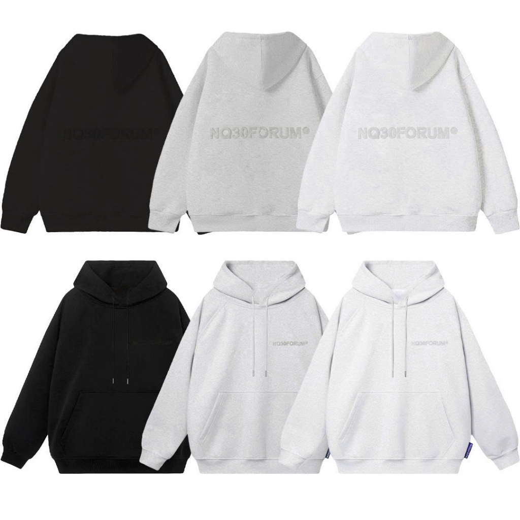 Áo Hoodie Chui Dập Nổi NQ30 NASH Nỉ Cotton Form Boxy Rộng Nam Nữ Unisex (KHÔNG XÙ LÔNG)