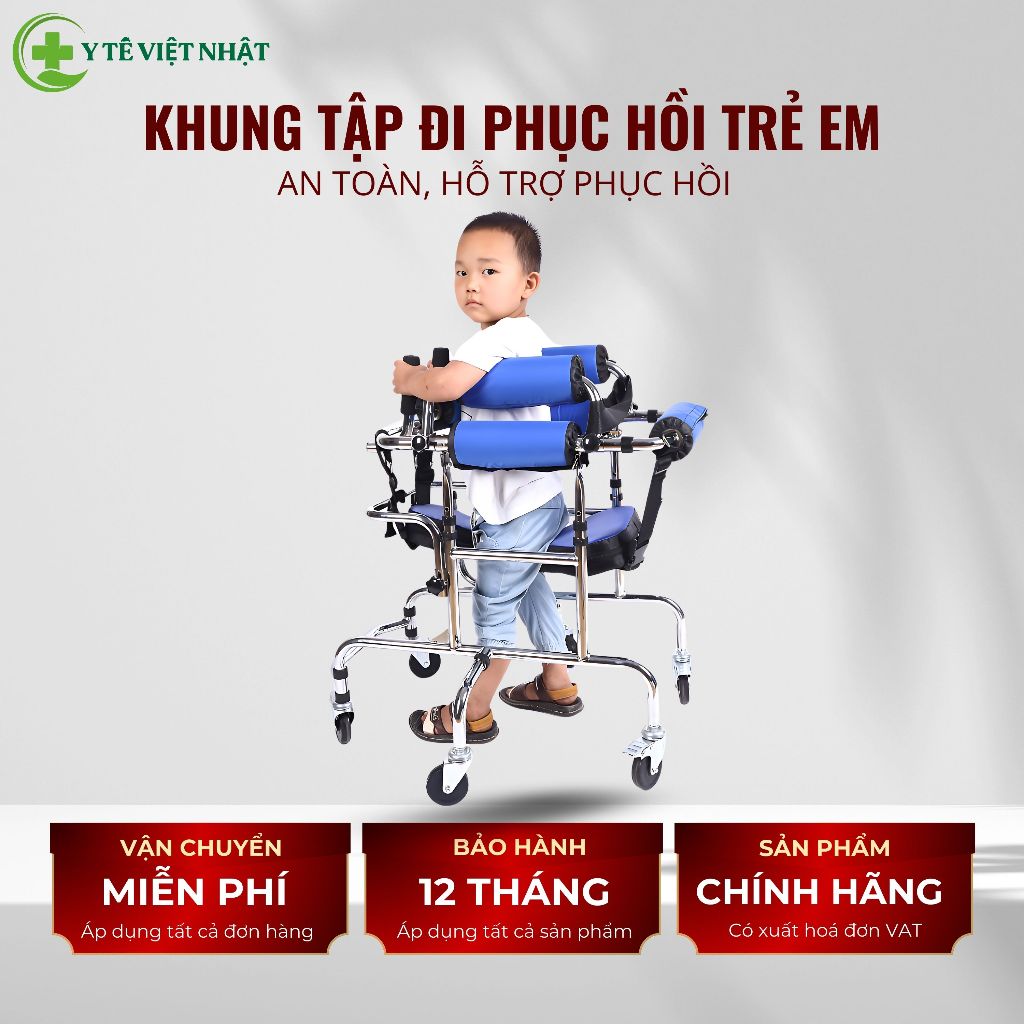 Xe tập đi 6 bánh hỗ trợ phục hồi chức năng cho trẻ bại não, liệt chân