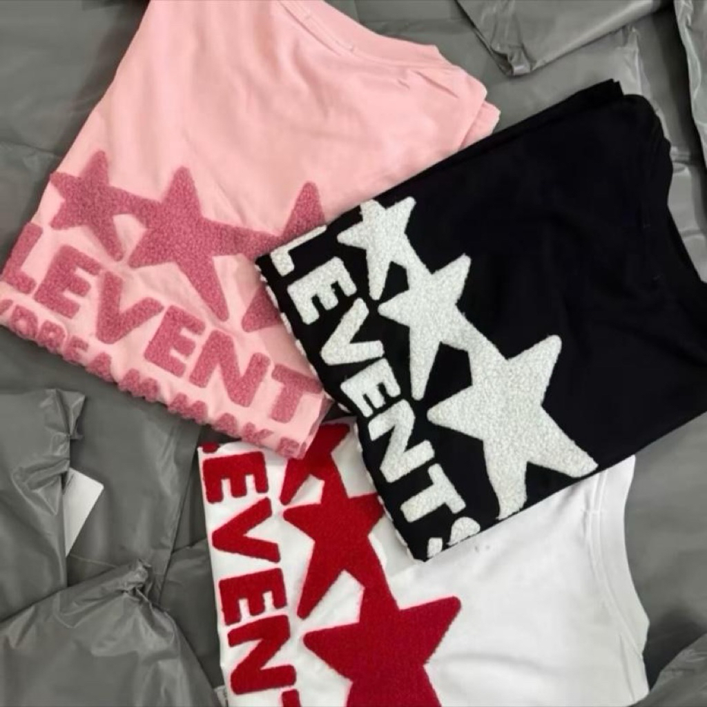 [THÊU XÙ] ÁO THUN UNISEX NAM NỮ - THÊU XÙ NGÔI SAO- ÁO FORM RỘNG TỪ 40-70kg