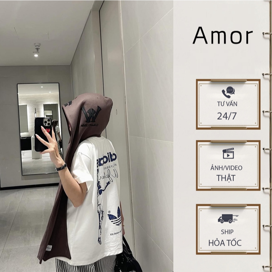 Áo Thun Basic Amor Form Rộng Chất Cotton Phối Hình In Nhiệt AM20