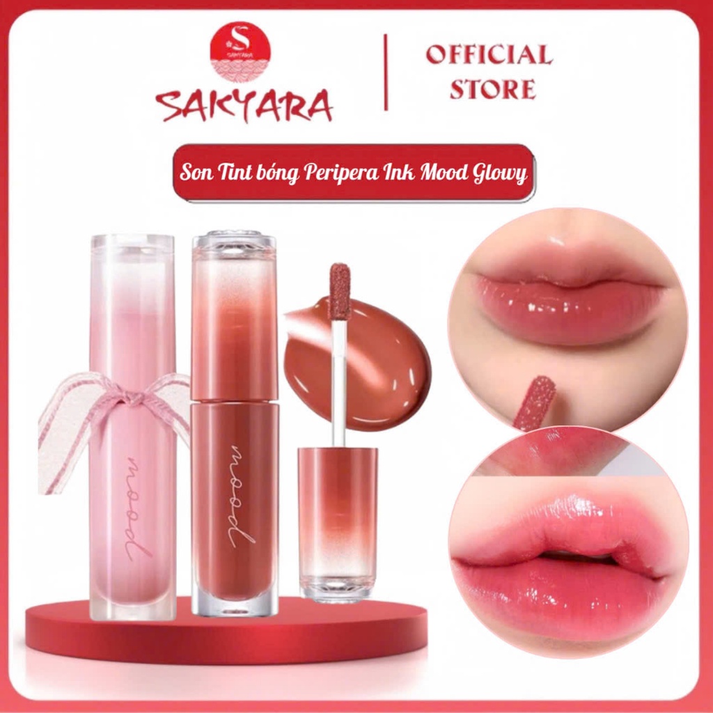 Son Tint Bóng Peripera Ink Mood Glowy Tint 4g son bóng nhẹ, bám màu lâu