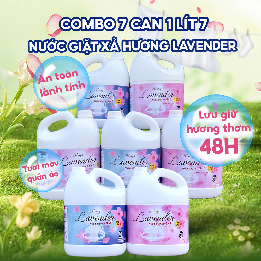 Combo 7 can nước giặt LAVENDER Nước giặt chính hãng 5 in 1, giá siêu hời - Siêu tiết kiệm