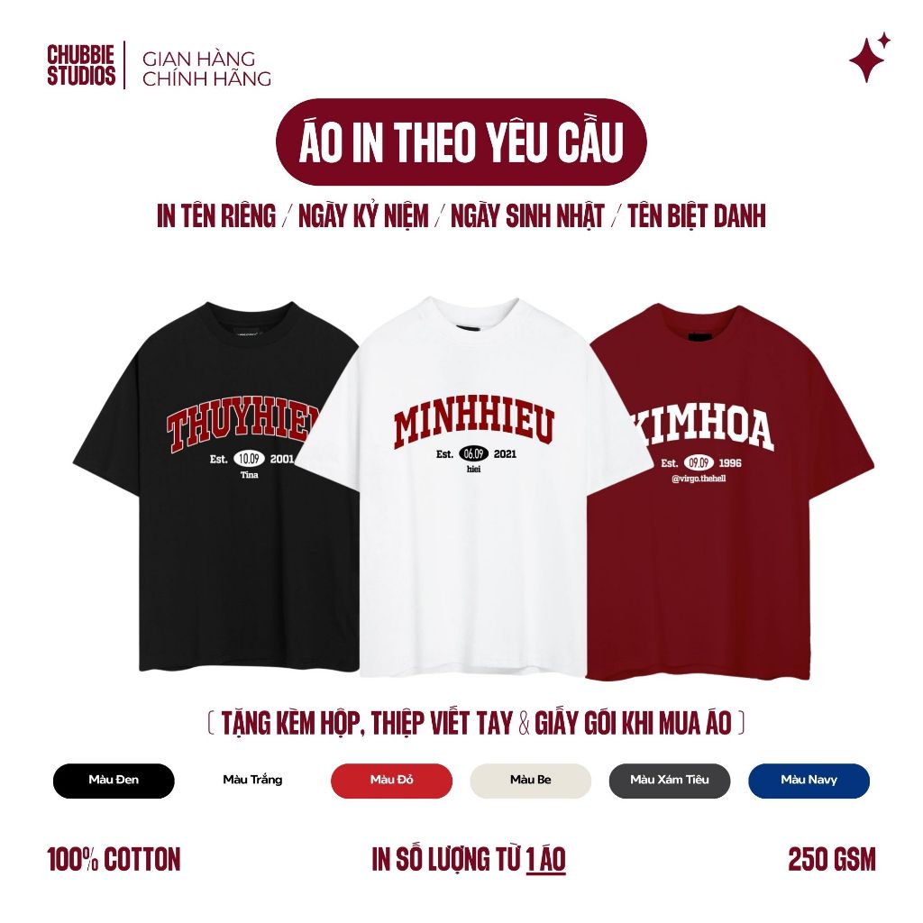 [IN THEO YÊU CẦU] Áo phông in tên riêng theo yêu cầu - 'TÌNH NHÂN' T-Shirt | Form suông, 100% Cotton - 250GSM | CHUBBIE