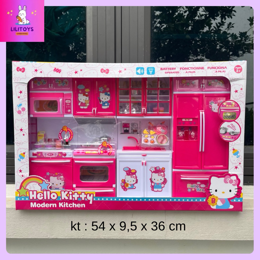 Bộ Đồ Chơi Nhà Bếp Hello Kitty Đồ Chơi Nhà Bếp Trẻ Em Mô Phỏng Tủ Lạnh Mini Lò Vi Sóng Đồ Dùng mini Mã 6927