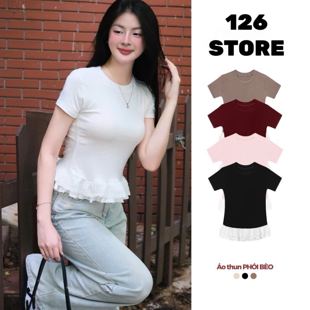 Áo thun ôm phối vạt bèo chất cotton mịn 12 THÁNG SÁU MA2225