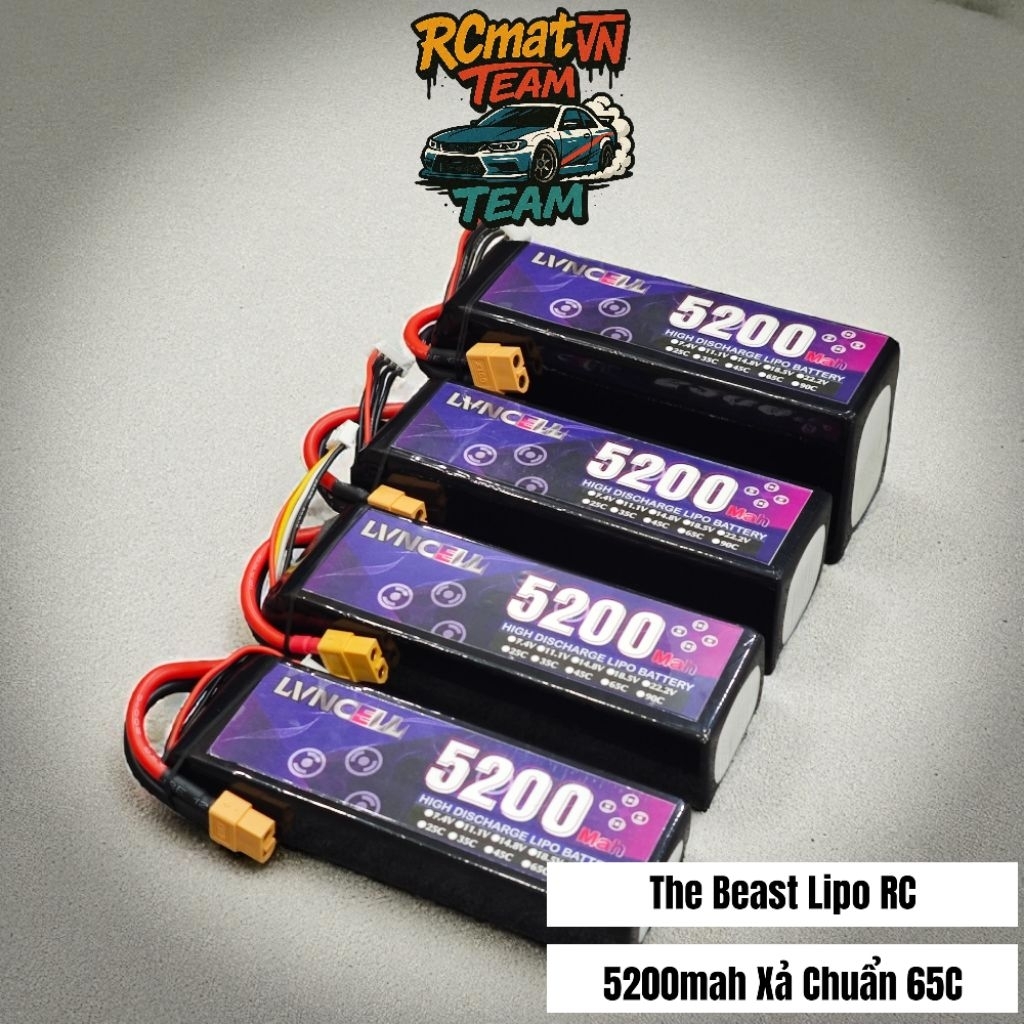 Pin Lipo Chuyên Dụng RC Beast LVNCell 5200mah 65C Xả Chuẩn , Dòng Mạnh Xả Cao Phù Hợp Cho Tàu, Truck Và Speed