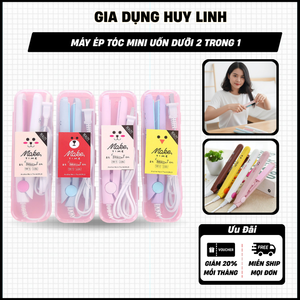Máy Ép Tóc Mini 3in1 Đa Năng – Uốn, Duỗi, Kẹp Tạo Kiểu Cầm Tay Nhỏ Gọn, An Toàn Cho Mọi Loại Tóc