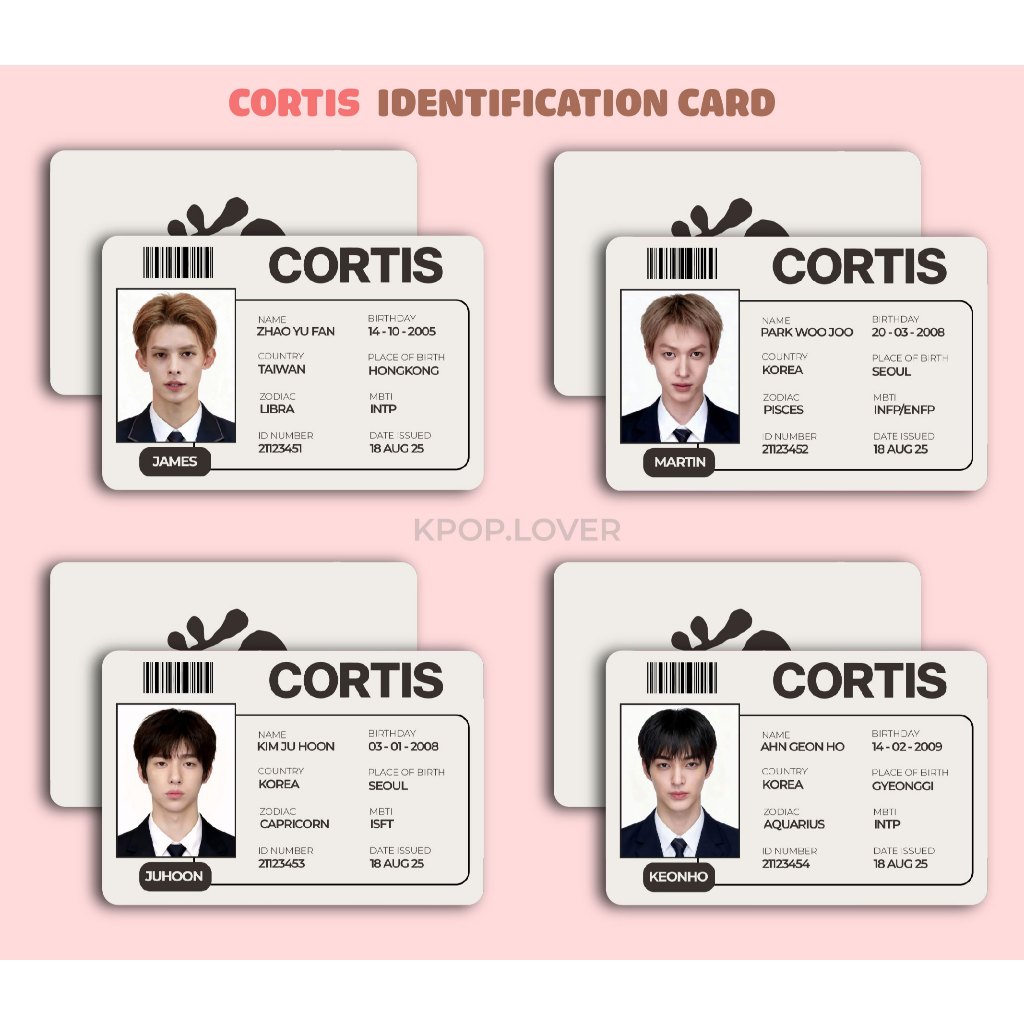 ID CARD CORTIS ( card giấy) - Martin, James, Keonho, Junhoo, SeongHyeon by Kpop Lover
