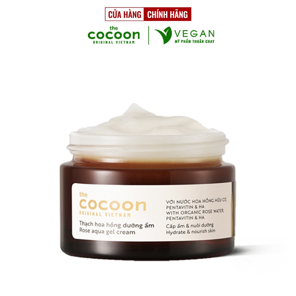 Thạch hoa hồng dưỡng ẩm COCOON 30ml kem dưỡng ẩm - Vegan thuần chay