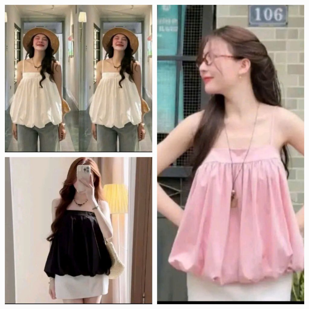 ÁO 2 DÂY DÁNG BÍ PHỒNG SIÊU XINH RẤT DỄ PHỐI ĐỒ