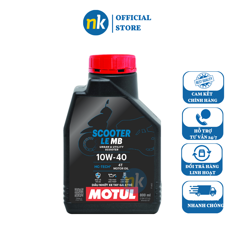 NHỚT XE MÁY TAY GA CAO CẤP MOTUL SCOOTER LE 10W40 800ml, Mẫu Mới 2025 Chất Lượng Tốt, Giá Tốt