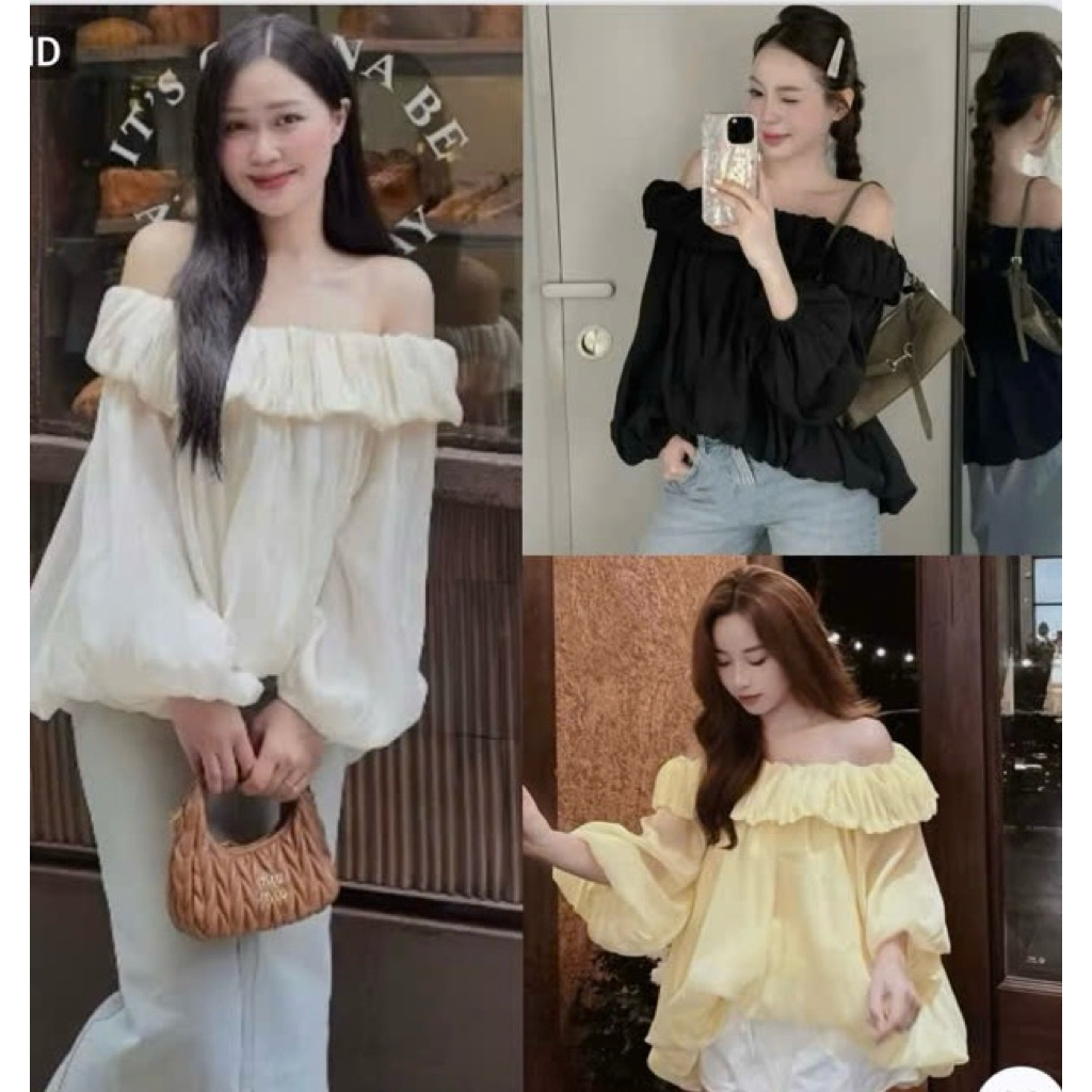 ÁO TRỄ VAI BÍ NHÚN BÈO TAY DÀI CHẤT VOAN TƠ Nữ
