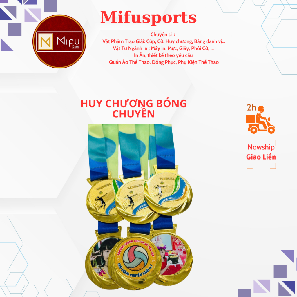 Huy chương kim loại ĐÁNH BÓNG CHUYỀN - IN NỘI DUNG THEO YÊU CẦU