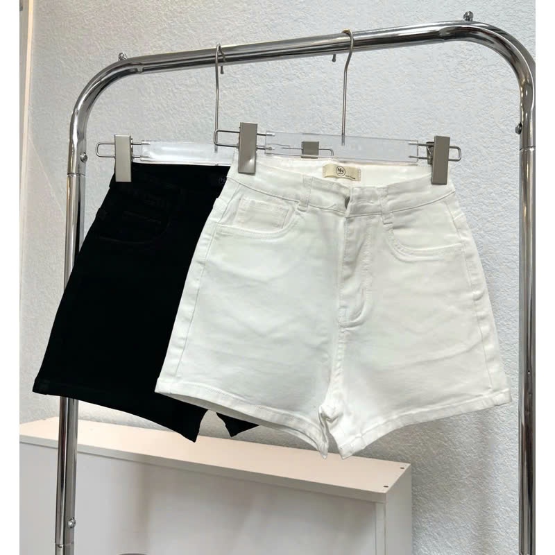 Quần jean short nữ chất kaki giả Jeans thiết kế đơn giản kaki trơn dễ phối đồ Lưng Cao co giãn quần đùi bò -Shop6
